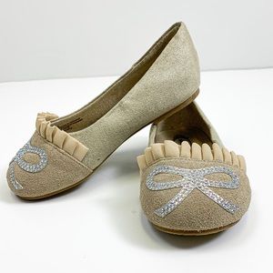 Joyfolie girls bow flats tan